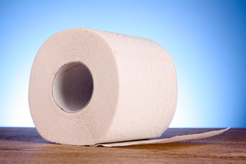 Toilet pape on blue background