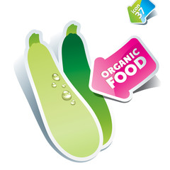 Icon zucchini with arrow by organic food. Vector illustration