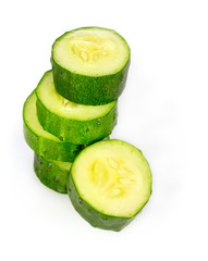 sliced ​​cucumber isolated on white