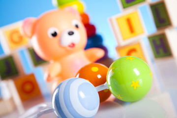 Colorful alphabet blocks, baby