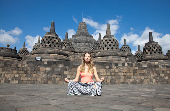 Meditation at Borobudur temple