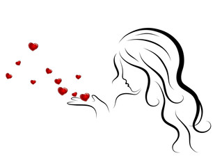 Woman and hearts