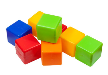 plastic toy blocks on white