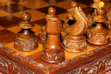 Fototapeta na wymiar Wooden chess board