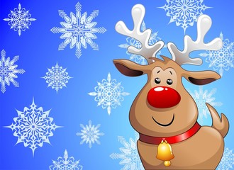 Renna Natale Cartoon Sfondo-Christmas Reindeer Background-Vector