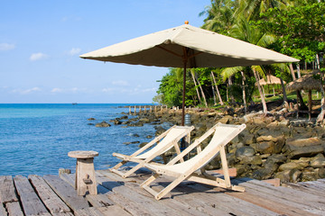 Wooden pier in tropical paradise. Thailand .