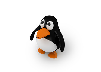 nach oben blickender Pinguin (mit Freistellungspfad)