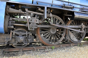 Fototapeta na wymiar Old steam engine wheels & pistons