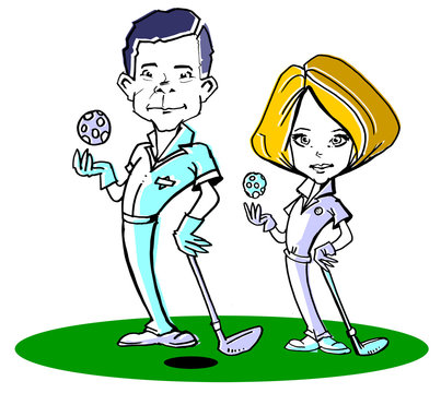 golfers cartoon style, juggling golf balls clip art preview