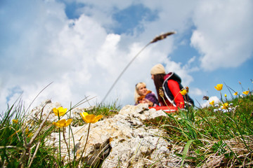 Couple relaxing in mountan