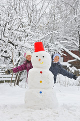 snowman and kids