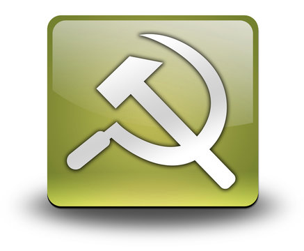 Yellow 3D Effect Icon "Communism / Hammer & Sickle"