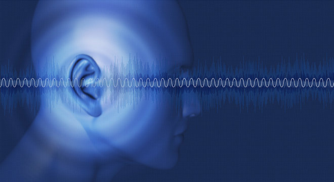 Head with Sound waves passing through ear