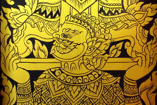 Drawing giant from fairy tale of Buddhist faith