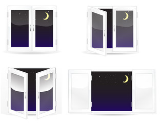 set of windows with star and moon isolated on white