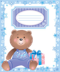 Baby blue frame with little bear