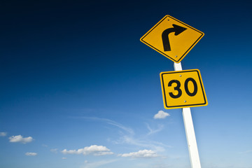 Sharp right turn and lomited speed