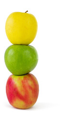 Stack of three colorful apples