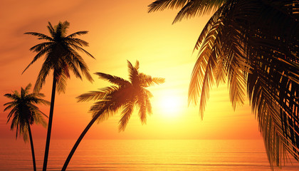 Fototapeta na wymiar Dream Island na zachodzie słońca