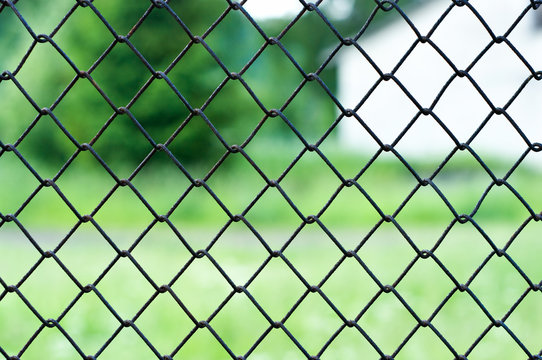 Mesh fence and blurred world