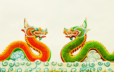 Fototapeta premium Green Dragon and Red Dragon