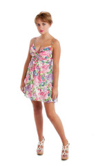Young female in dress isolated