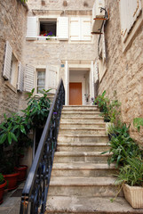 Fototapeta na wymiar Mediterranean stone house with steps