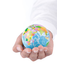 world in hand concept isolated on white