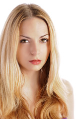 Naklejka premium Beautiful girl with serious expression