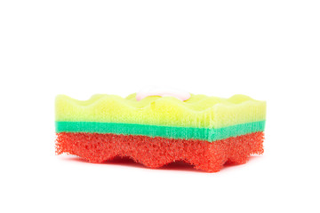 colorful sponge with shower gel