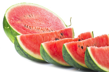 slice watermelon on the white