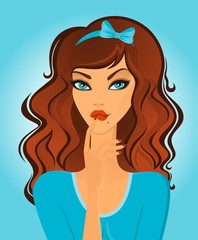 Portrait of young woman which was thoughtful