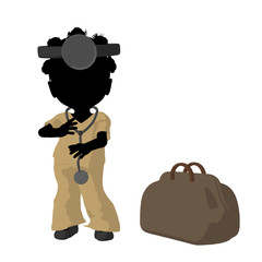 Little African American Doctor Girl Illustration Silhouette