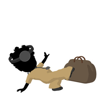 silhouette girl doctor with brown bag clip art preview