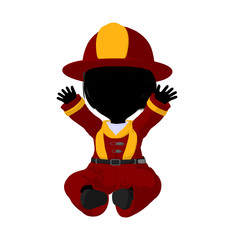 Little Firefighter Girl Illustration Silhouette
