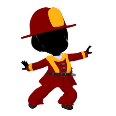 Little Firefighter Girl Illustration Silhouette