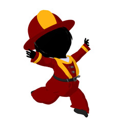 Little Firefighter Girl Illustration Silhouette