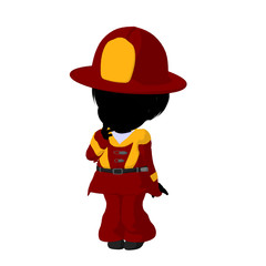 Little Firefighter Girl Illustration Silhouette
