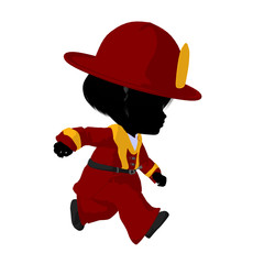 Little Firefighter Girl Illustration Silhouette