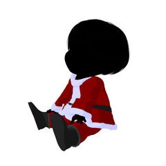 Little Santa Girl Illustration Silhouette