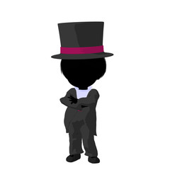 Little Top Hat Girl Illustration Silhouette