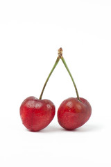 Two Sweet Cherries isolated on white background