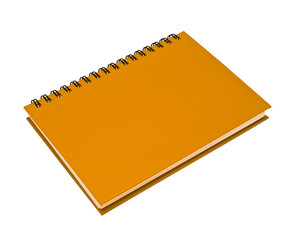 stack of ring binder book or orange notebook