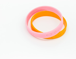 Yellow and pink rubber bracelet