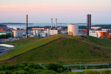 Fototapeta na wymiar Vuosaari power plants in Helsinki, Finland