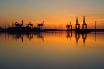 Fototapeta premium Harbor cranes in port of Vuosaari, Finalnd