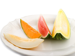 variety of slice melon on dish