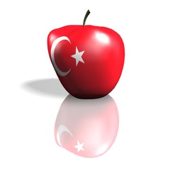 Mela con bandiera Turchia e riflesso