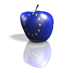 Mela con bandiera Unione Europea e riflesso