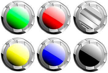 Set of chrome effect buttons - vector